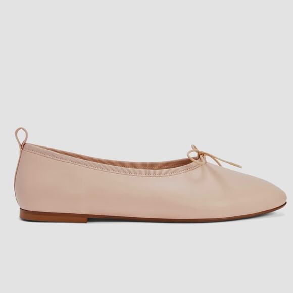 EVERLANE The Italian Leather Day Ballet Flat in Pale Pink Slip On Bow Size 6 - Picture 3 of 11